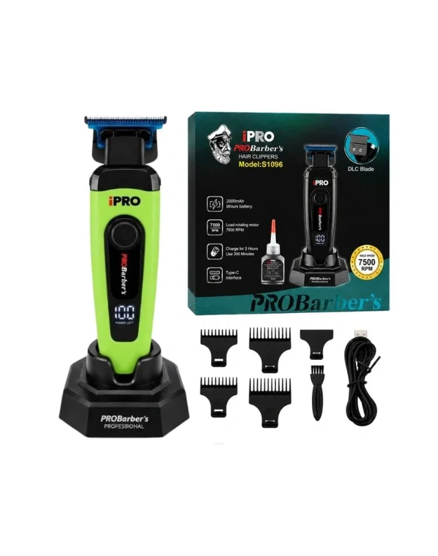 iPRO Hair Clipper Belaidė plaukų ir barzdos kirpimo mašinėlė S1096, Žalia
