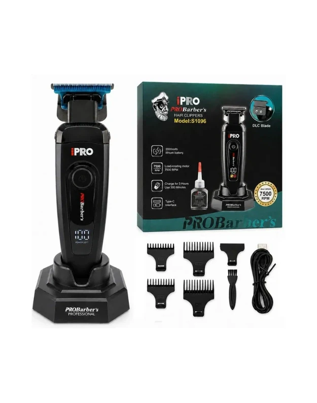 iPRO Hair Clipper Belaidė plaukų ir barzdos kirpimo mašinėlė S1096, Juoda