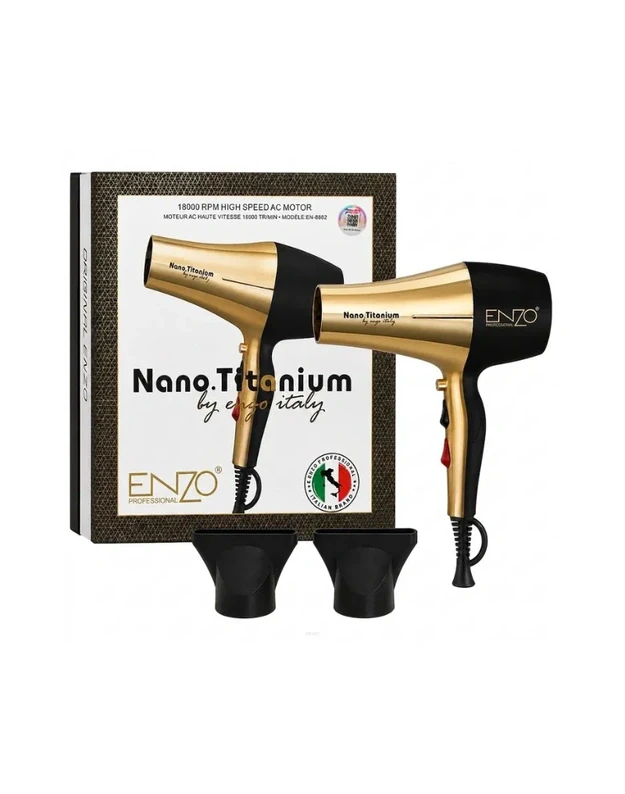 ENZO Professional Plaukų džiovintuvas EN-8862-B, Nano Titanium Black Gold, 1845W