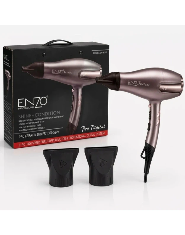 ENZO Professional Pro Digital Plaukų džiovintuvas su LCD ekranu EN-6017, Grey, 2000W