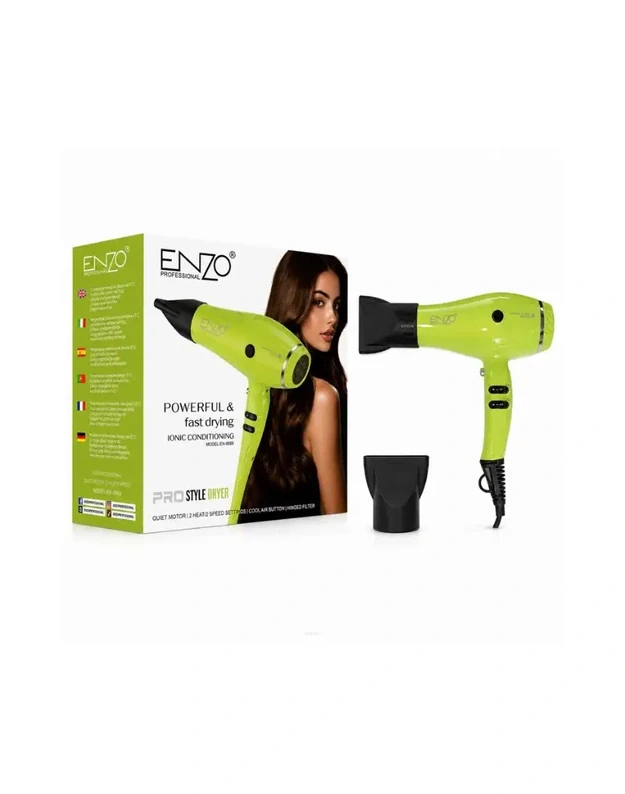 ENZO Professional EN-8889-G Plaukų džiovintuvas su jonizacija, Žalias, 1845 W