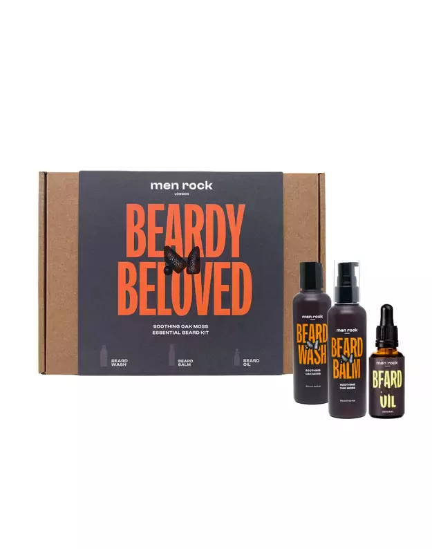 Men Rock Beardy Beloved Soothing Oak Moss Beard Kit Barzdos Priežiūros Rinkinys, 1vnt