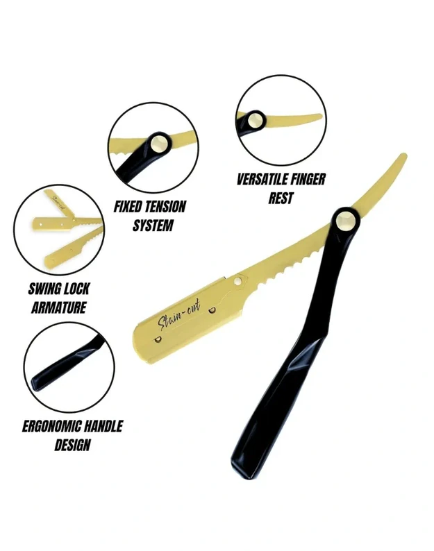 Stain-Cut Plastic Black & Gold Razor Vienašmenis skustuvas, 1vnt.