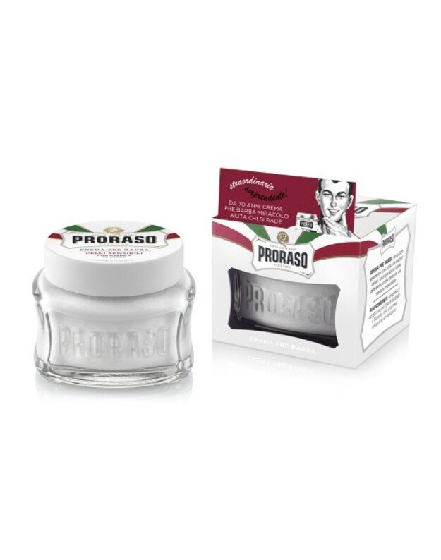 Proraso White Line Pre-Shaving Cream Jautrios odos kremas prieš skutimąsi, 100ml