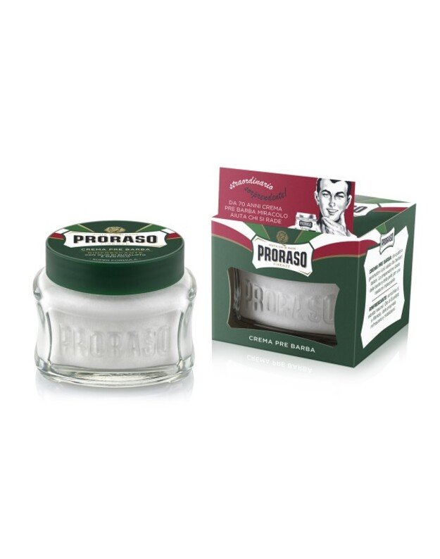 Proraso Green Line Pre-Shave Cream Gaivinantis kremas prieš skutimąsi, 100ml