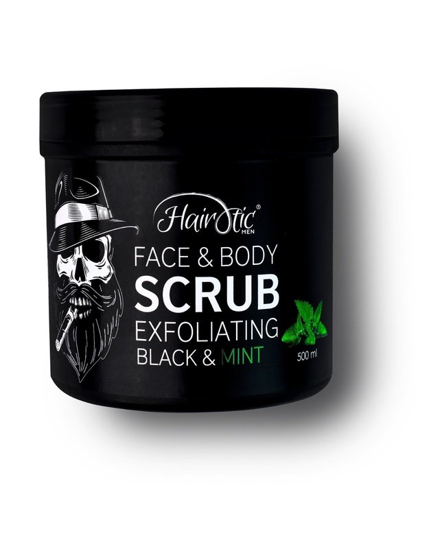 Hairotic Black & Mint Scrub Šveitiklis veidui ir kūnui, 500ml