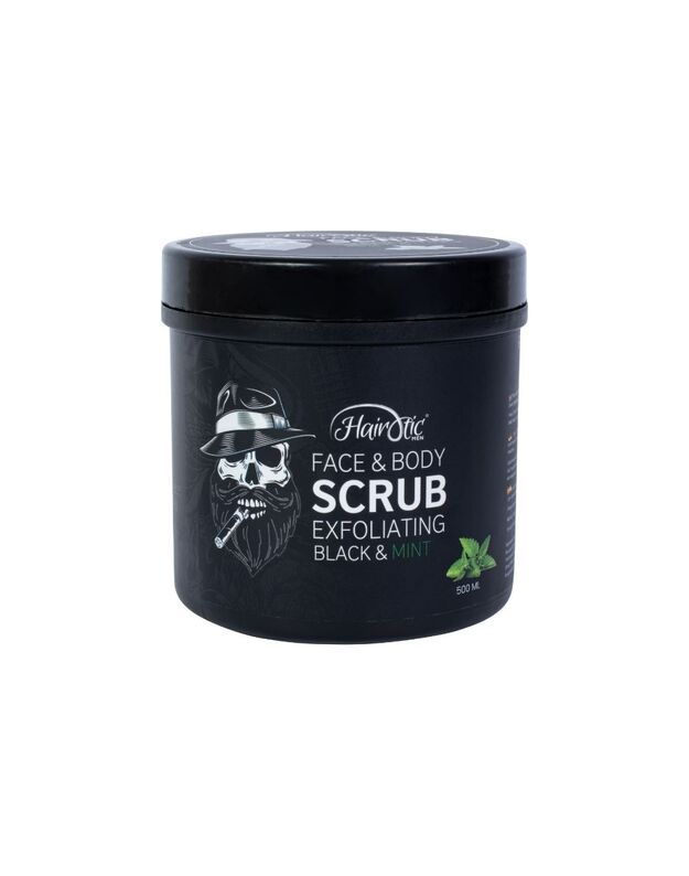 Hairotic Black & Mint Scrub Šveitiklis veidui ir kūnui, 500ml