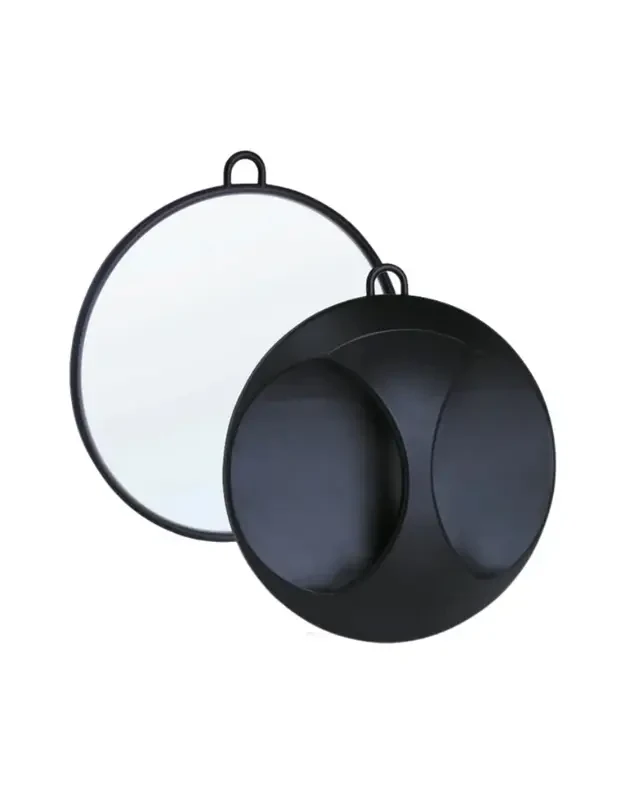 WG apvalus kirpyklos veidrodis su rankena juodas Q-29