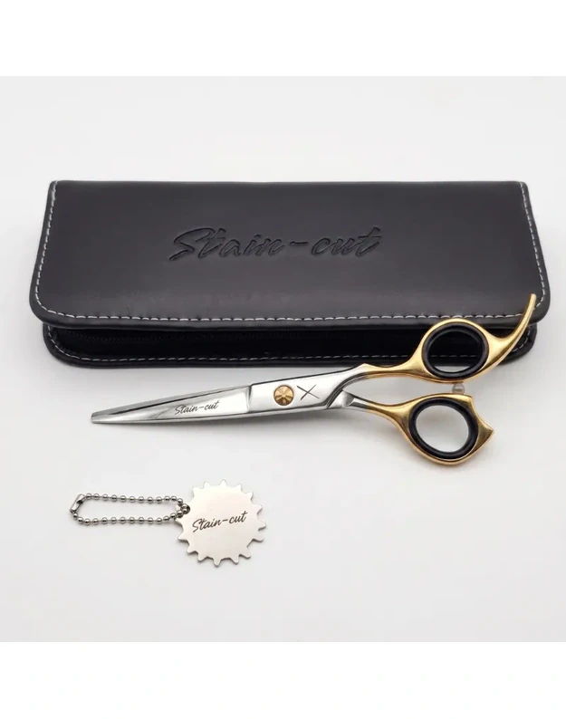 Stain-Cut Silver & Gold Hairdressing Scissors Profesionalios plaukų kirpimo žirklės, 6.5"