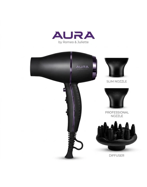 R&J Hair Dryer AURA 3900 Tourmaline Plaukų džiovintuvas, 2000 W
