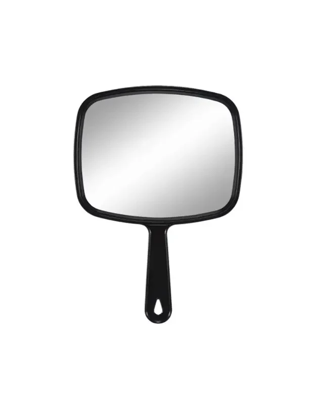 WG apvalus kirpyklos veidrodis su rankena Q-34, juodas, 1 vnt.