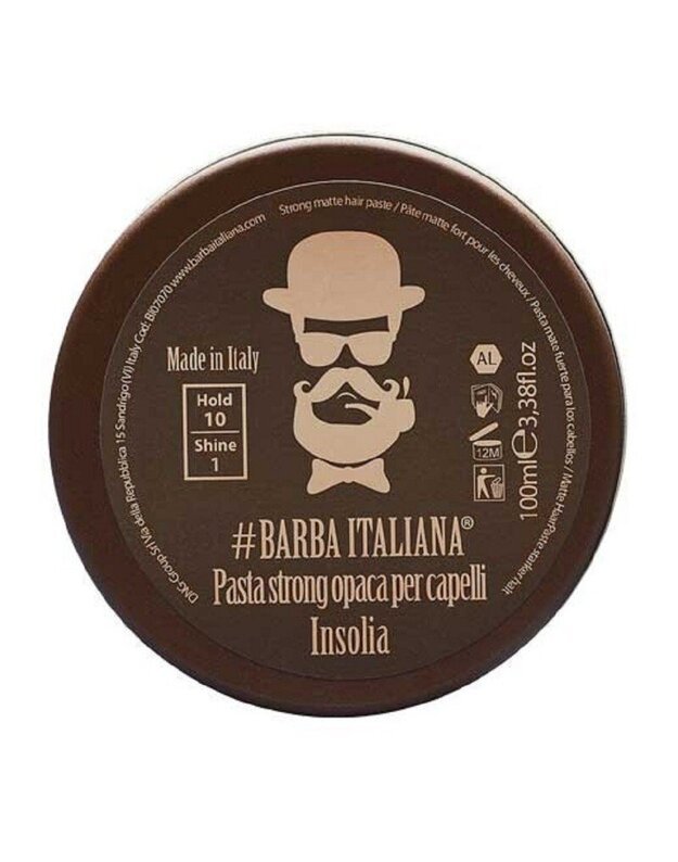 Barba Italiana Strong Matte Hair Paste Insolia, Stiprios fiksacijos, formavimo pasta plaukams, 100 ml