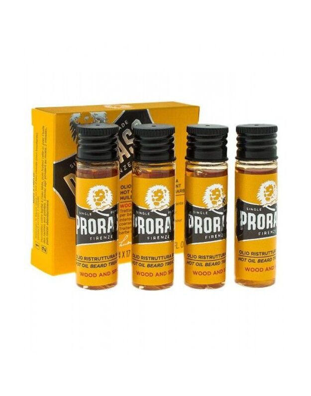 Proraso Wood & Spice Hot Oil Beard Treatment Karštas Aliejus Barzdos Priežiūrai, 4x17 ml