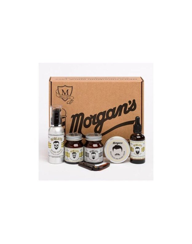 Barzdos priežiūros priemonių rinkinys Morgans Pomade Gentlemen's Moustache & Beard Grooming Gift Set, 1vnt.