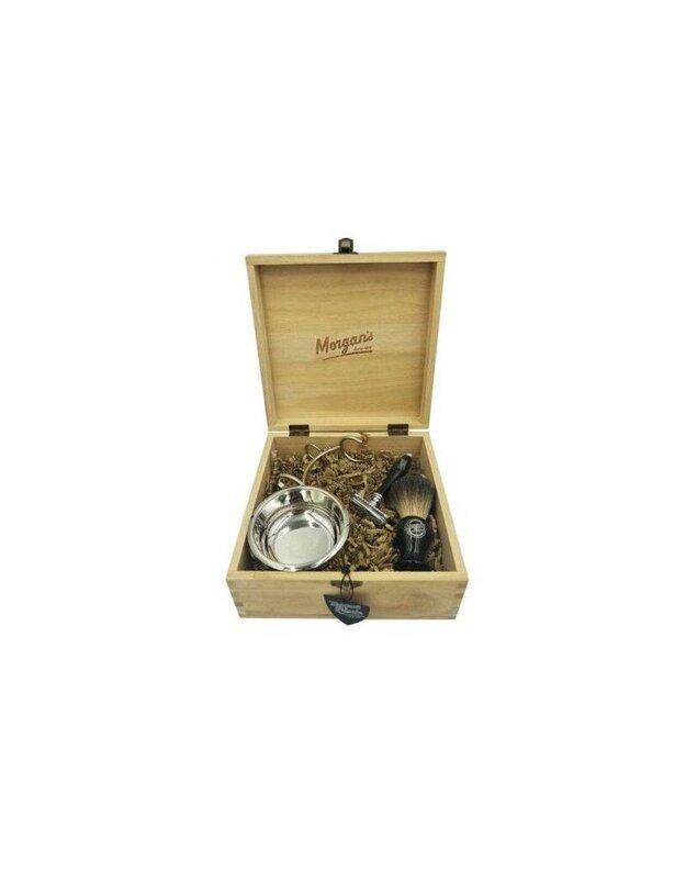 Skutimosi priežiūros priemonių rinkinys Morgans Pomade Luxury Shave Gift Set in Wooden Box, 1vnt.